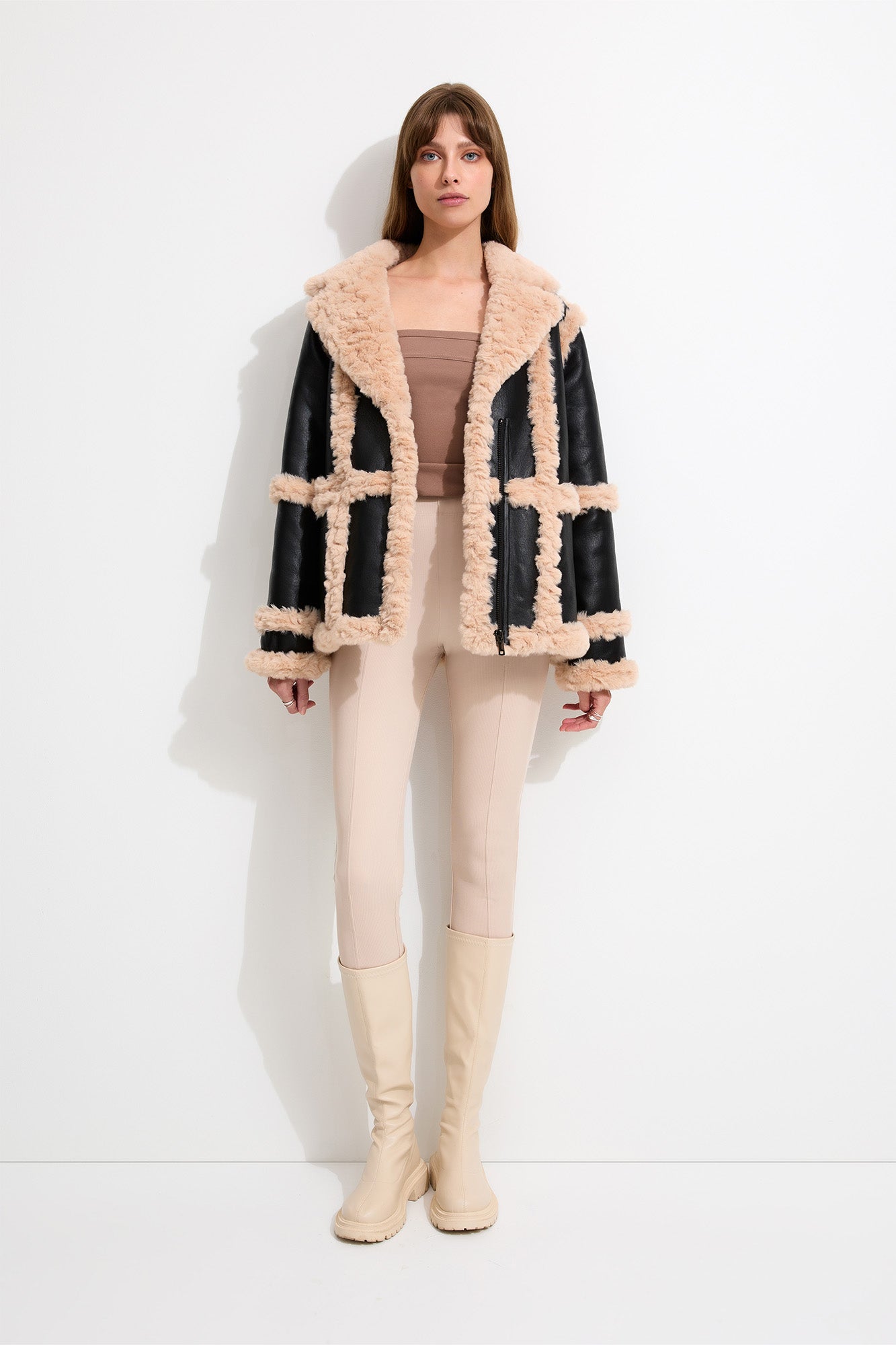 Unreal Fur Gate Keeper Oversized Faux Leather Shearling Jacket