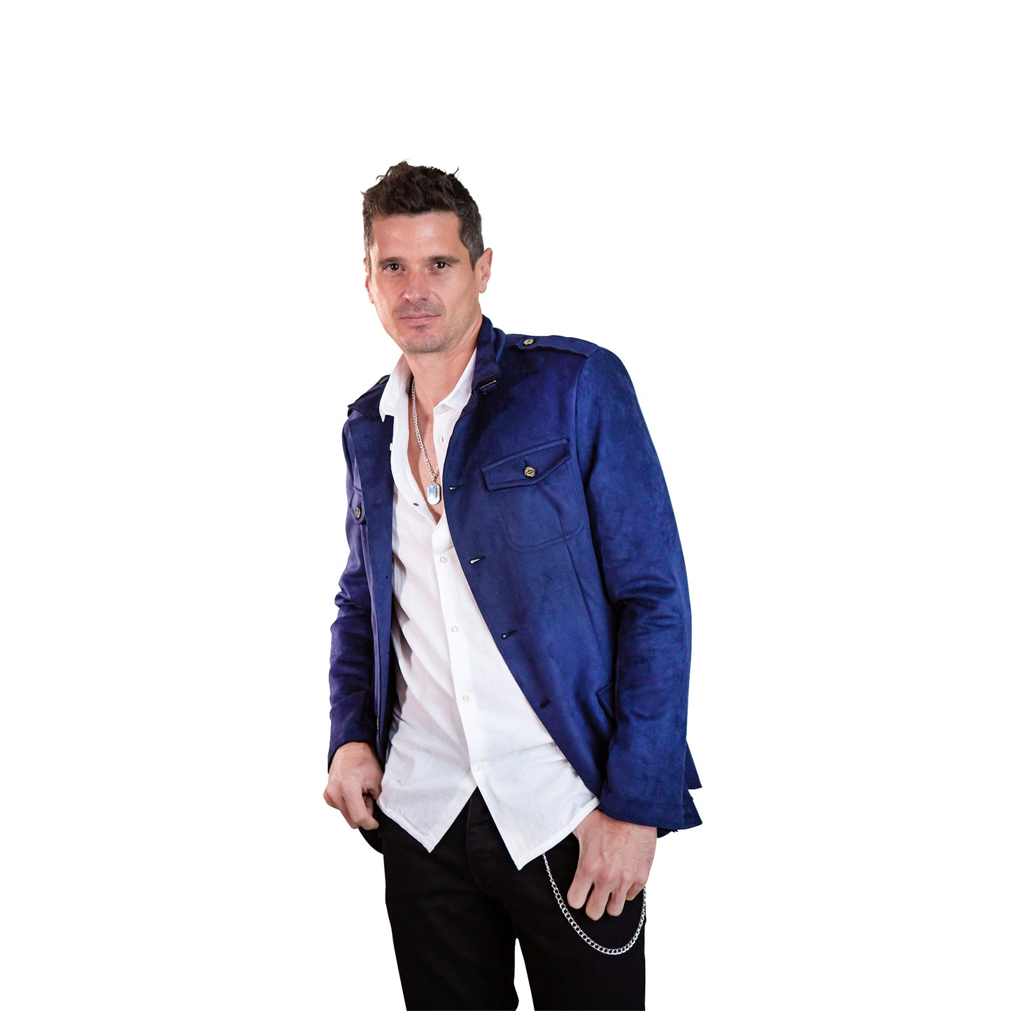 Eternity Desire Navy Faux Suede Jacket