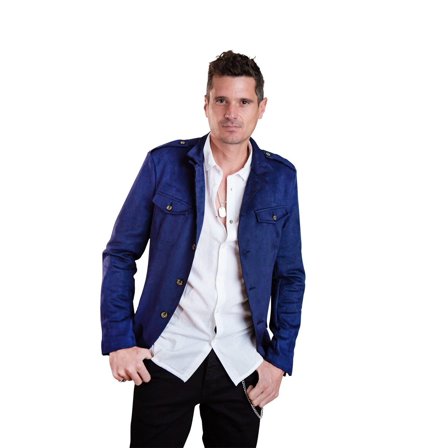 Eternity Desire Navy Faux Suede Jacket