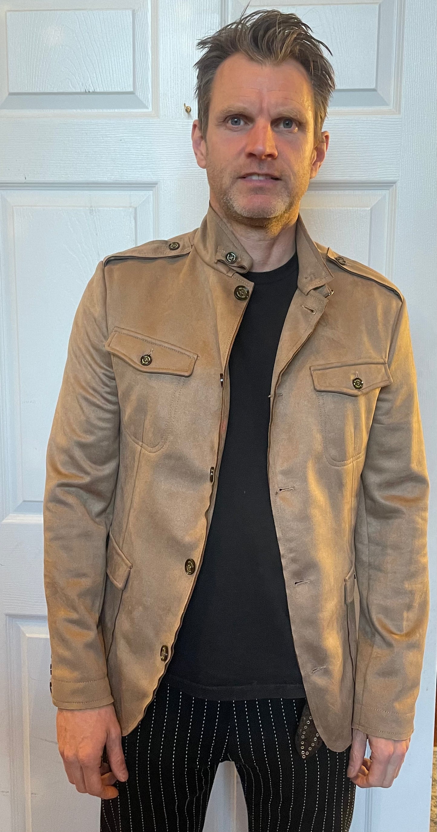 Desert Journey Beige Faux Suede Jacket