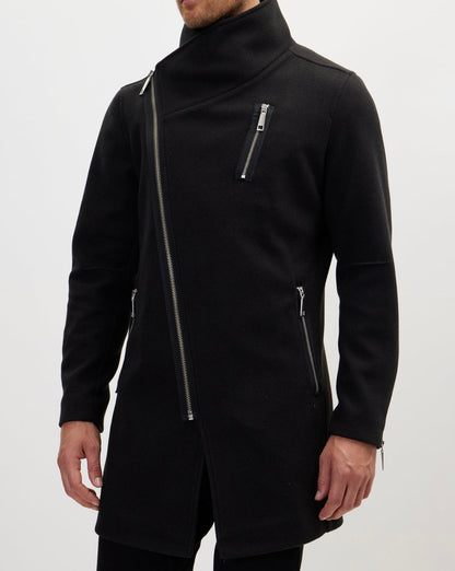 Noir Shift Asymmetrical Zipper Coat