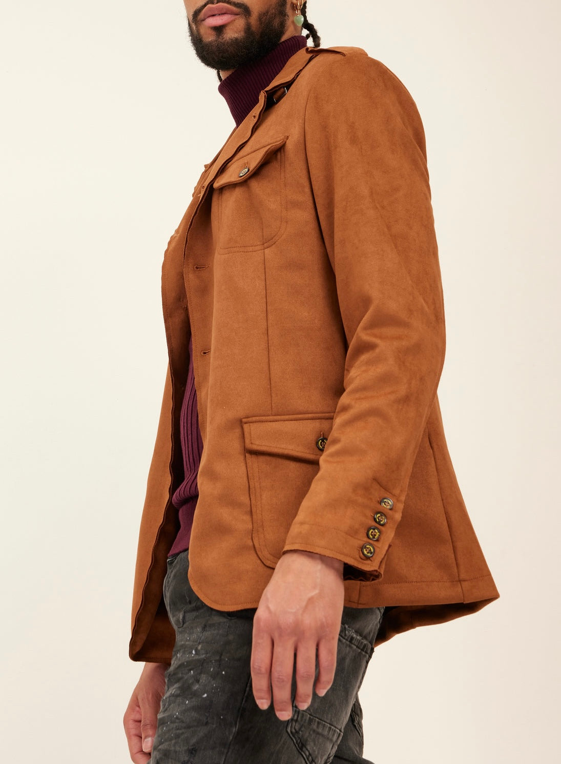 Safari Luxe Faux Suede Jacket - CAMEL