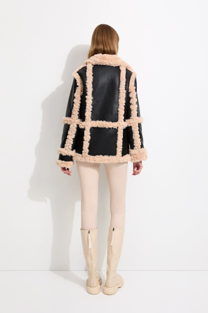 Unreal Fur Gate Keeper Oversized Faux Leather Shearling Jacket