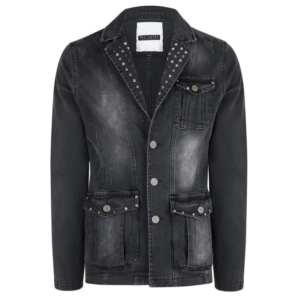 Rock Star Black Studded Denim Jacket